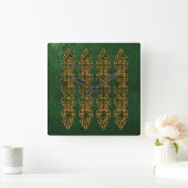 ケルト結び目模様ストリップ スクエア壁時計 (ホーム)