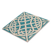 ケルト結び目模様ターコイズとホワイトアイルランド タイル (側面)