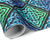ケルト結び目模様ダイヤモンドブルーグリーンタイルデザイン2 ラッピングペーパー (ロールコーナー)