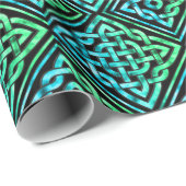 ケルト結び目模様ダイヤモンドブルーグリーンタイル張りラッピングパス ラッピングペーパー (ロールコーナー)