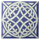 ケルト結び目模様ダークブルーとホワイトケルト タイル (正面)