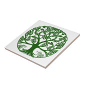 ケルト結び目模様ツリーオブライフグリーンオンホワイト タイル (側面)