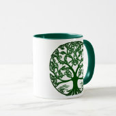 ケルト結び目模様ツリーオブライフグリーンオンホワイト マグカップ (正面右)