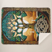 ケルト結び目模様ツリーオブライフサンセットシェルパブランケット シェルパブランケット (正面(横))