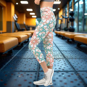 ケルト結び目模様デライトピーチミント&コーラル カプリレギンス