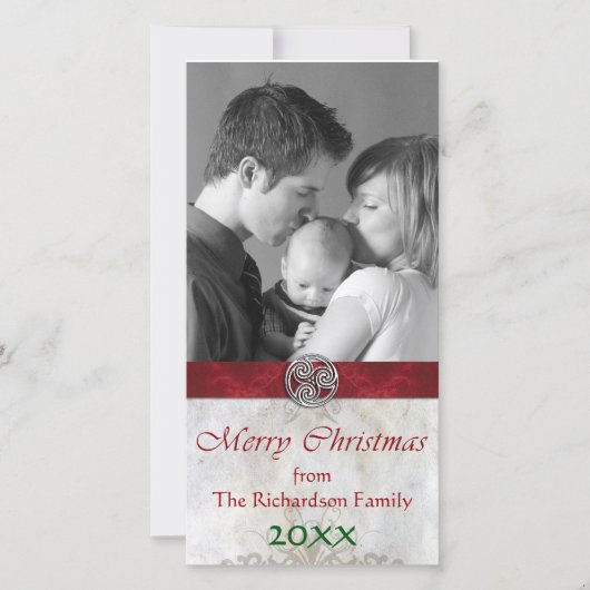 ケルト結び目模様トリスケリオンホリデークリスマスフォト シーズンカード (正面)