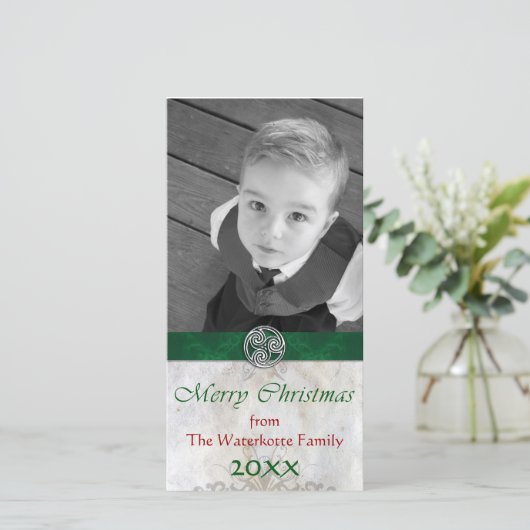 ケルト結び目模様トリスケリオンホリデークリスマスフォト シーズンカード (スタンド正面)