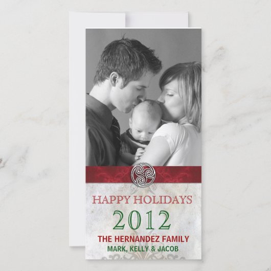 ケルト結び目模様トリスケリオンホリデークリスマスフォト シーズンカード (正面)