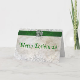 ケルト結び目模様トリスケリオンレッドクリスマスカード シーズンカード