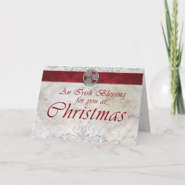 ケルト結び目模様トリスケリオンレッド&グリーンクリスマスカード シーズンカード