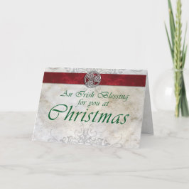 ケルト結び目模様トリスケリオンレッド&グリーンクリスマスカード シーズンカード