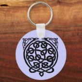 ケルト結び目模様ドラゴン – 白黒 キーホルダー (正面)