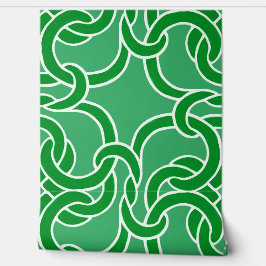 ケルト結び目模様パターエレガントンモダン（白と緑） 壁紙