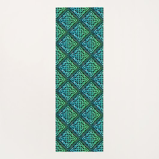 ケルト結び目模様パターン青緑黒ヨガマット ヨガマット (裏面)