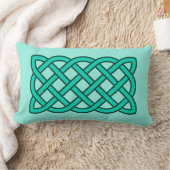 ケルト結び目模様パターン、ターコイズ、アクア及びティール（緑がかった色） ランバークッション (ブランケット)