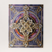 ケルト結び目模様パープルアイボリー結び糸細工 ジグソーパズル (縦)