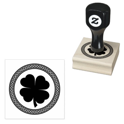 ケルト結び目模様フォーリーフクローバースタンプ ラバースタンプ (押印)
