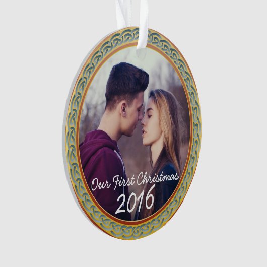 ケルト結び目模様フレーム及び"私達の初めてのクリスマス" オーナメント (正面)