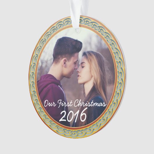 ケルト結び目模様フレーム及び"私達の初めてのクリスマス" オーナメント (正面)