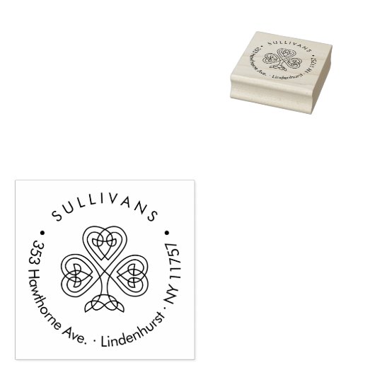 ケルト結び目模様モダンシャムロックファミリー差出人住所 ラバースタンプ (押印)