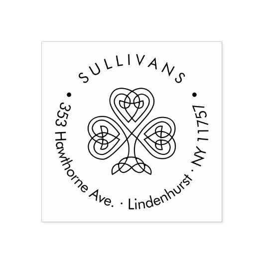ケルト結び目模様モダンシャムロックファミリー差出人住所 ラバースタンプ (インプリント)