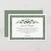 ケルト結び目模様モダンフローラアイリッシュ結婚の感謝 招待状 (正面/裏面)