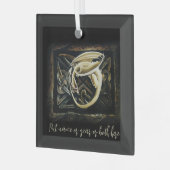 ケルト結び目模様ワーククリームドラゴン ガラスオーナメント (正面左)