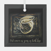 ケルト結び目模様ワーククリームドラゴン ガラスオーナメント (正面)