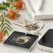 ケルト結び目模様ワーククリームドラゴン キーホルダー (正面右)