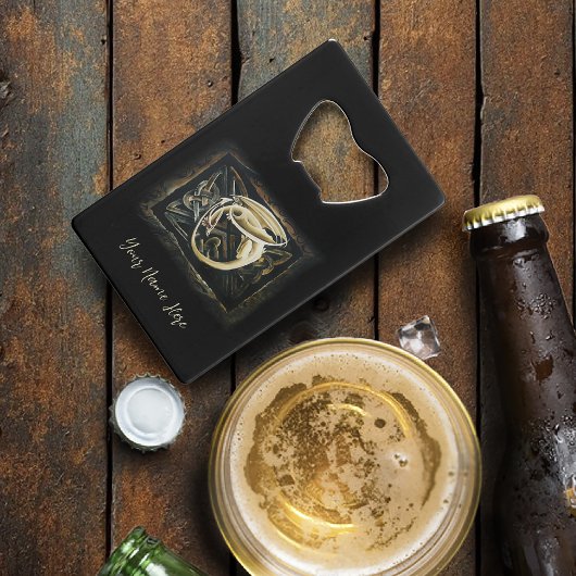 ケルト結び目模様ワーククリームドラゴン クレジットカード栓抜き