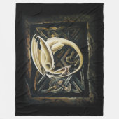 ケルト結び目模様ワーククリームドラゴン フリースブランケット (正面)