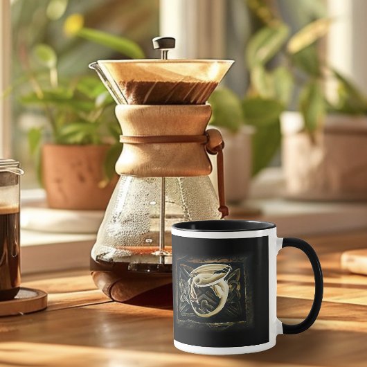 ケルト結び目模様ワーククリームドラゴン マグカップ