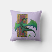 ケルト結び目模様ワークグリーンドラゴンパープル クッション (正面)