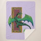 ケルト結び目模様ワークグリーンドラゴンパープル シェルパブランケット (正面)