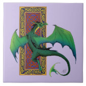 ケルト結び目模様ワークグリーンドラゴンパープル タイル (正面)