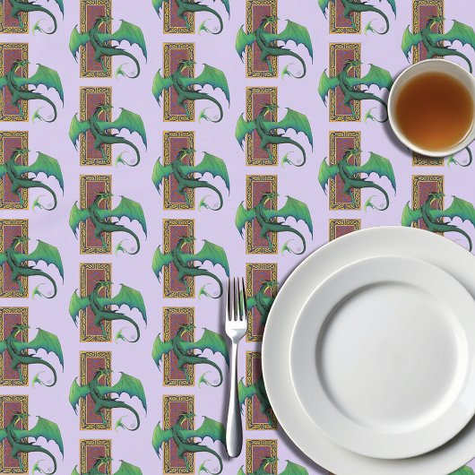 ケルト結び目模様ワークグリーンドラゴンパープル テーブルクロス