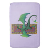 ケルト結び目模様ワークグリーンドラゴンパープル バスマット (正面縦)
