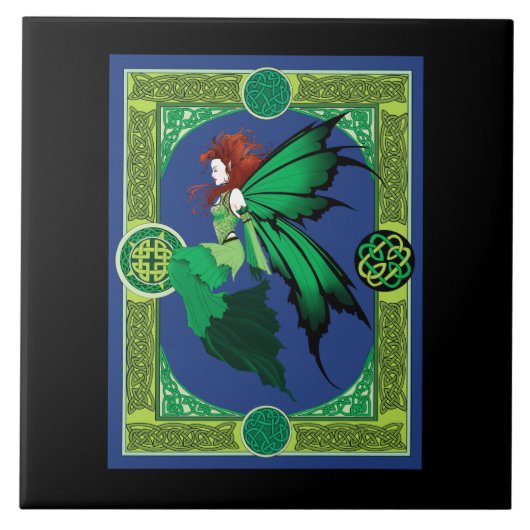 ケルト結び目模様ワークグリーンフェアリー タイル (正面)