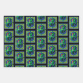 ケルト結び目模様ワークグリーンフェアリー ラッピングペーパーシート (正面2)