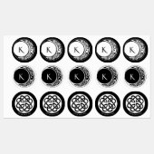 ケルト結び目模様ワークムーンサークルモノグラム ラベル (シート)