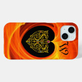 ケルト結び目模様付きゴールデンリーフ、黒オレンジ色 Case-Mate iPhoneケース (裏面 (横))