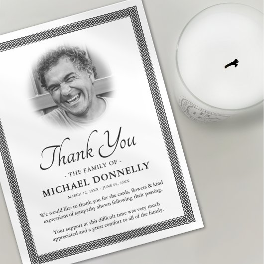 ケルト結び目模様写真の葬儀 サンキューカード