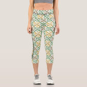 ケルト結び目模様放射 – 緑、金ゴールド、白 カプリレギンス (正面)
