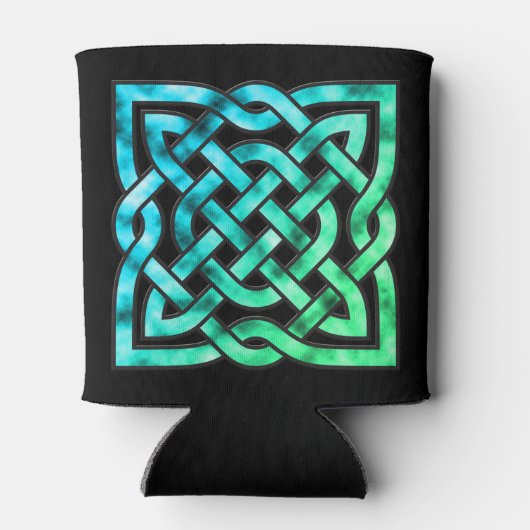 ケルト結び目模様独身のスクエアブルーグリーン 缶クーラー (裏面)
