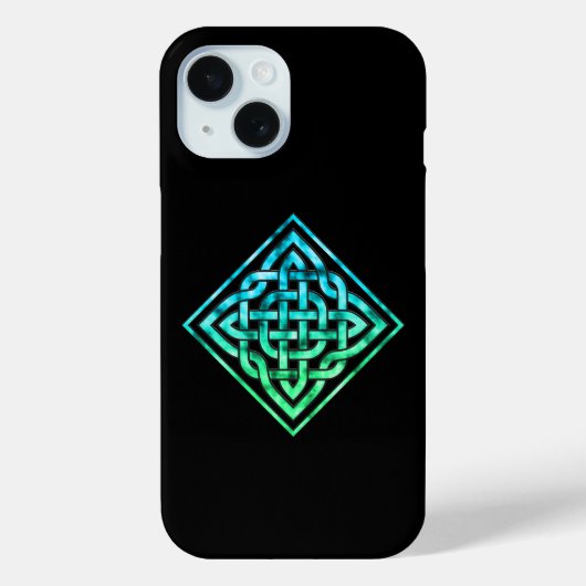 ケルト結び目模様独身の- Blue Green iPhone 15ケース Case-Mate iPhoneケース (裏面)