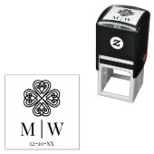 ケルト結び目模様結婚シャムロックのカップルイニシャル日 セルフインキングスタンプ (インサイチュ)