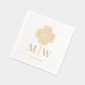 ケルト結び目模様結婚シャムロックのカップルイニシャル日 箔ナプキン (左)