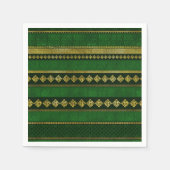 ケルト結び目模様装飾金ゴールド及び緑模様 スタンダードカクテルナプキン (正面)