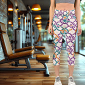 ケルト結び目模様調和鮮やか – 緑と紫 カプリレギンス