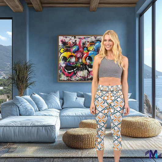 ケルト結び目模様調和 – オレンジ&グリーンエレガンス カプリレギンス